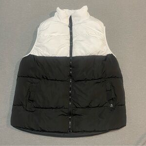 Little Bipsy Adult Puffer Vest XXL Black White Colorblock Zip Up LB Logo Unisex